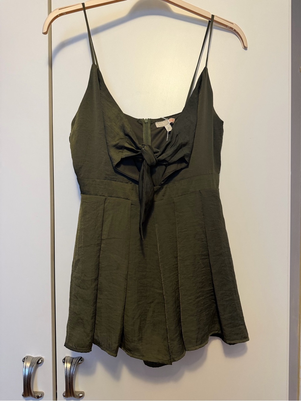 Marc by Marc Jacobs Olive Green Tie-Front Spaghetti Strap romper